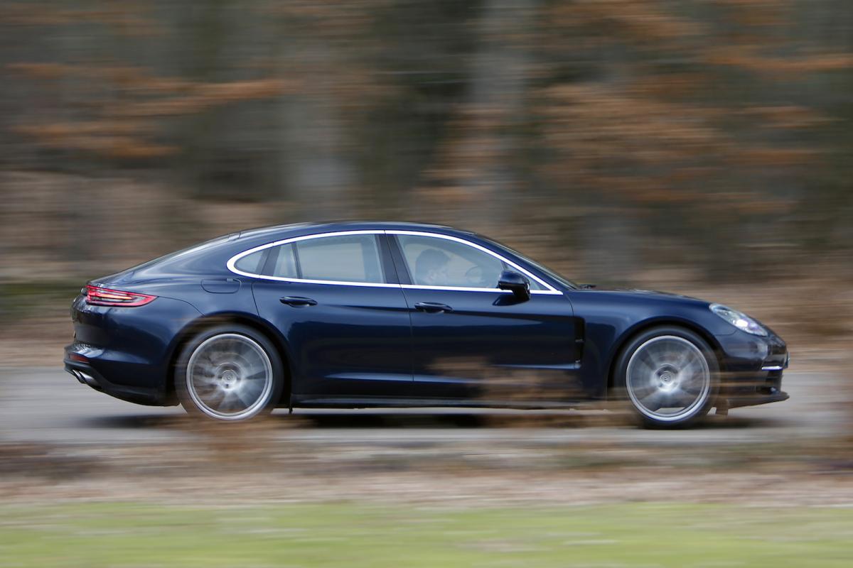 Used Porsche Panamera 2016-2023 panning shot blue