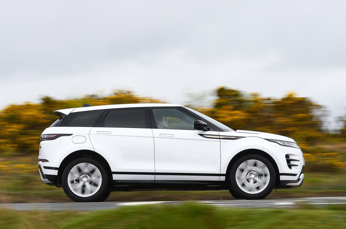 Used Range Rover Evoque 2019-present side driving white