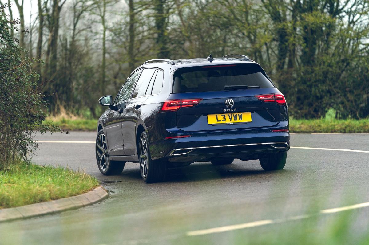 Used Volkswagen Golf Estate 2020-present rear cornering blue
