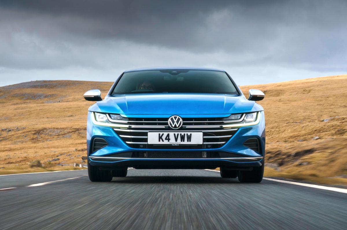 Blue VW Arteon Shooting Brake front driving