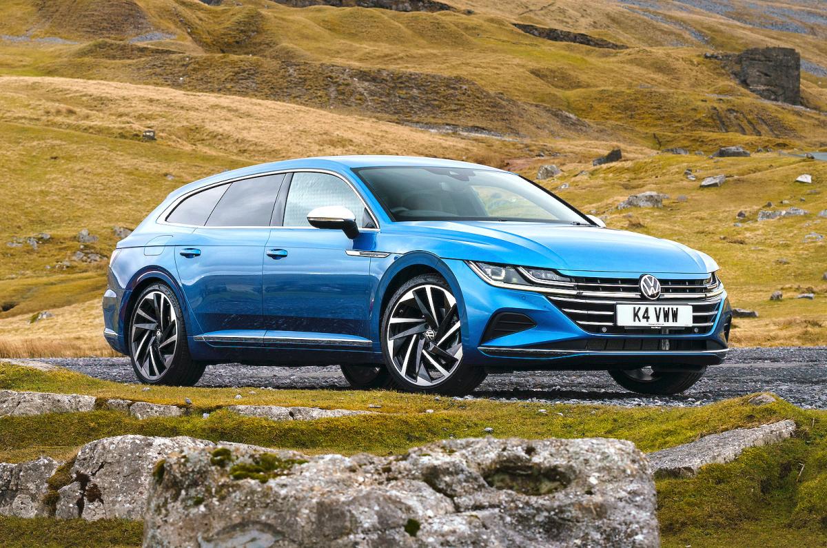 Blue VW Arteon Shooting Brake front right static