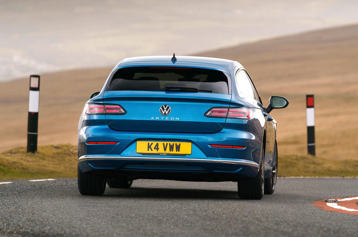 Blue VW Arteon Shooting Brake rear cornering