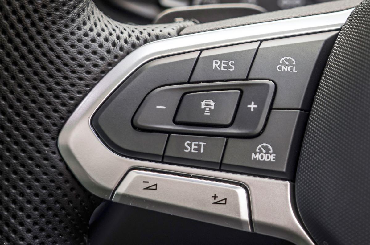 VW Passat interior steering wheel detail