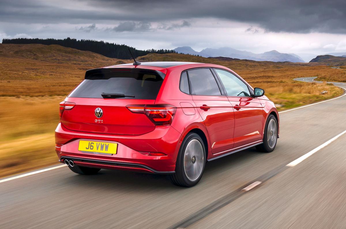 Red VW Polo GTI rear right driving