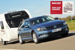 2015 Volkswagen Passat Estate towing a caravan