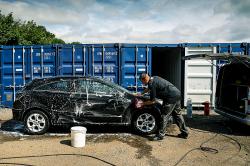 Man washing car