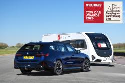 BMW 5 Series Touring rear static with caravan