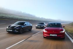 BYD Seal vs BMW i4 vs Tesla Model 3 front driving