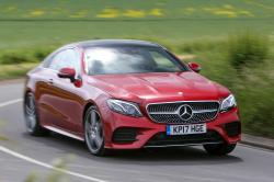 Mercedes E-Class Coupe front cornering -red