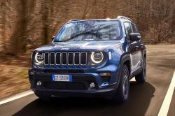 Blue Jeep Renegade front cornering