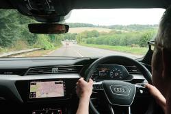 Inside Audi E-tron Sportback going down hill
