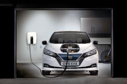 Nissan Leaf charging in garage