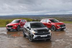 Renault Symbioz vs Nissan Qashqai vs Mazda CX-5 fronts