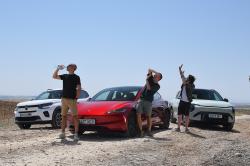 Three electric cars with Will, Doug and Dan feeling the heat