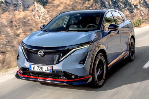 Nissan Ariya Nismo front left driving
